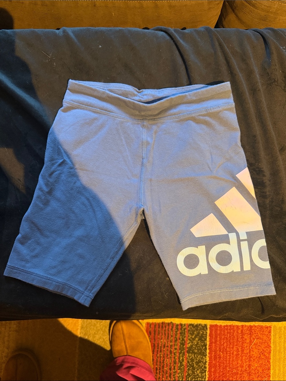 adidas Girls Blue Logo Bike Shorts with Pastel Logo